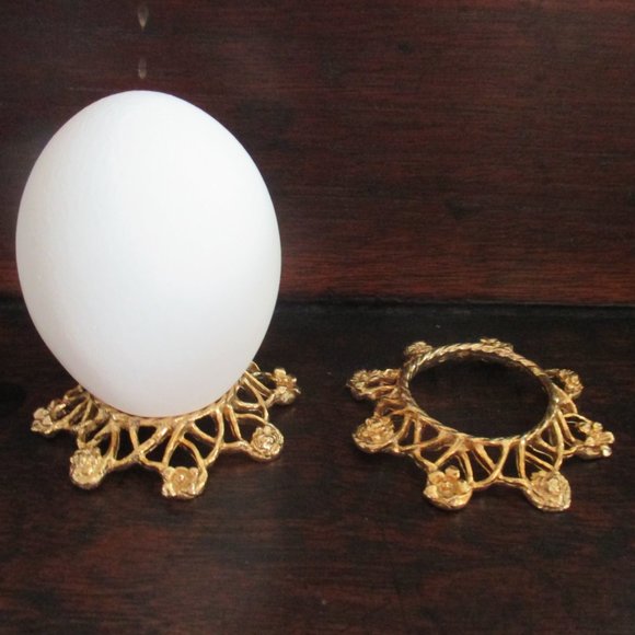 Shiny Gold Metal Egg Display Stands set of 2 holder for easter egg or ornaments - Picture 4 of 4